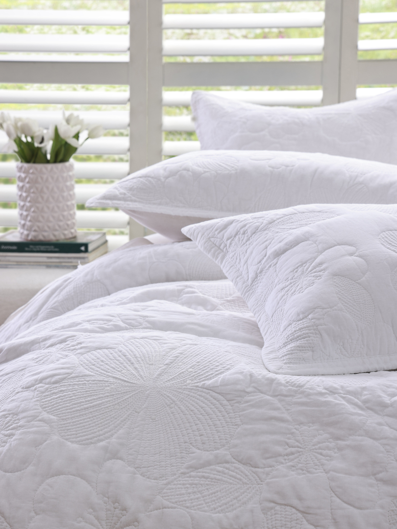 MM Linen Catalina White Bedspread Set  Embroidered Cotton image 5